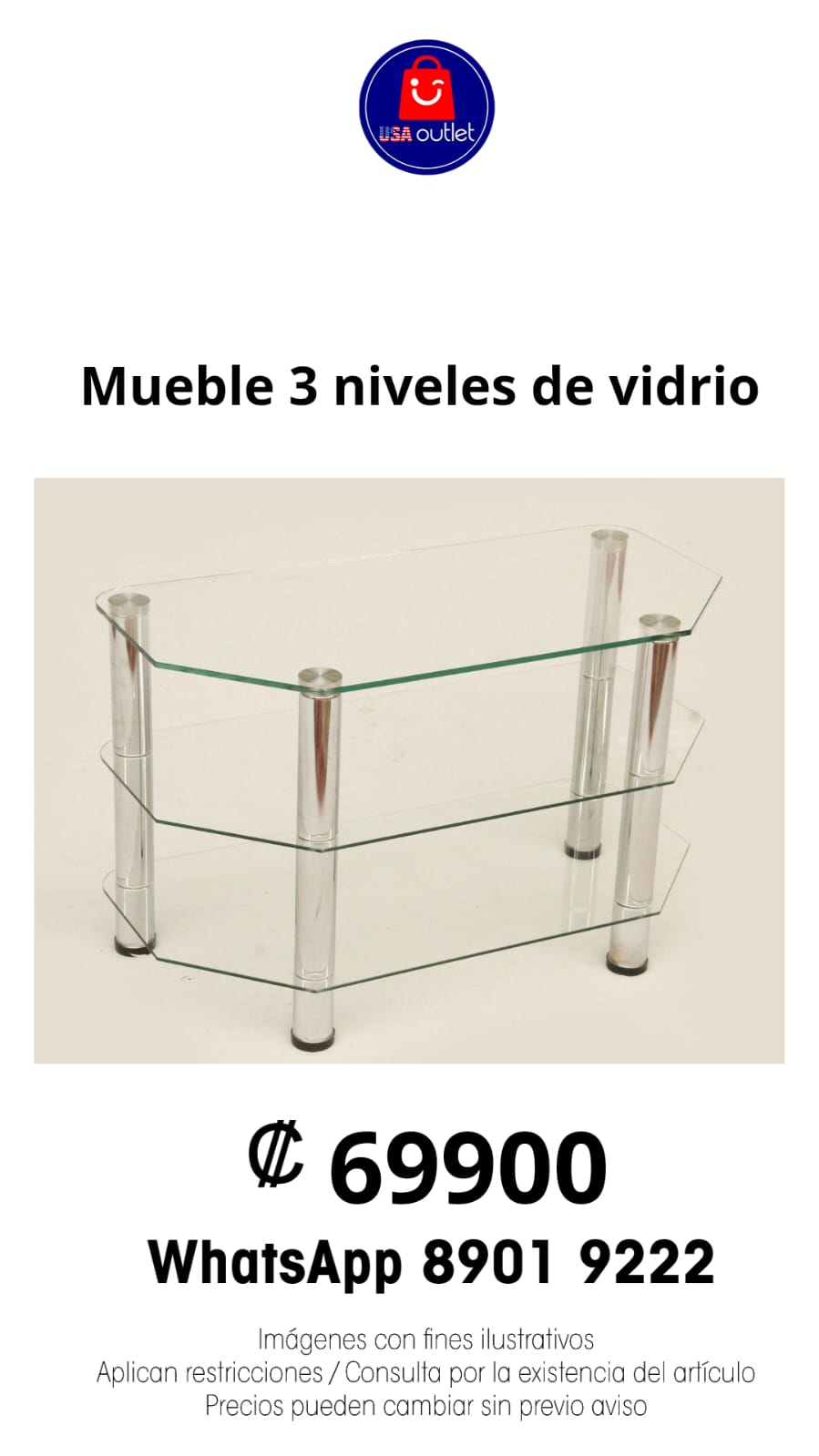 Mueble 3 niveles de vidrio