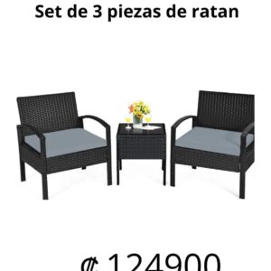 Set de 3 piezas de ratan